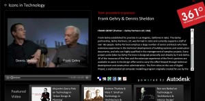 Screen capture from the 361 aecworldexpo.com site.  Interview Dennis Shelden and Frank Gehry.