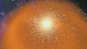 Screen capture of Nova's "Monster of the Milky Way" 2009. Claimed Milky Way creation simulation 2.